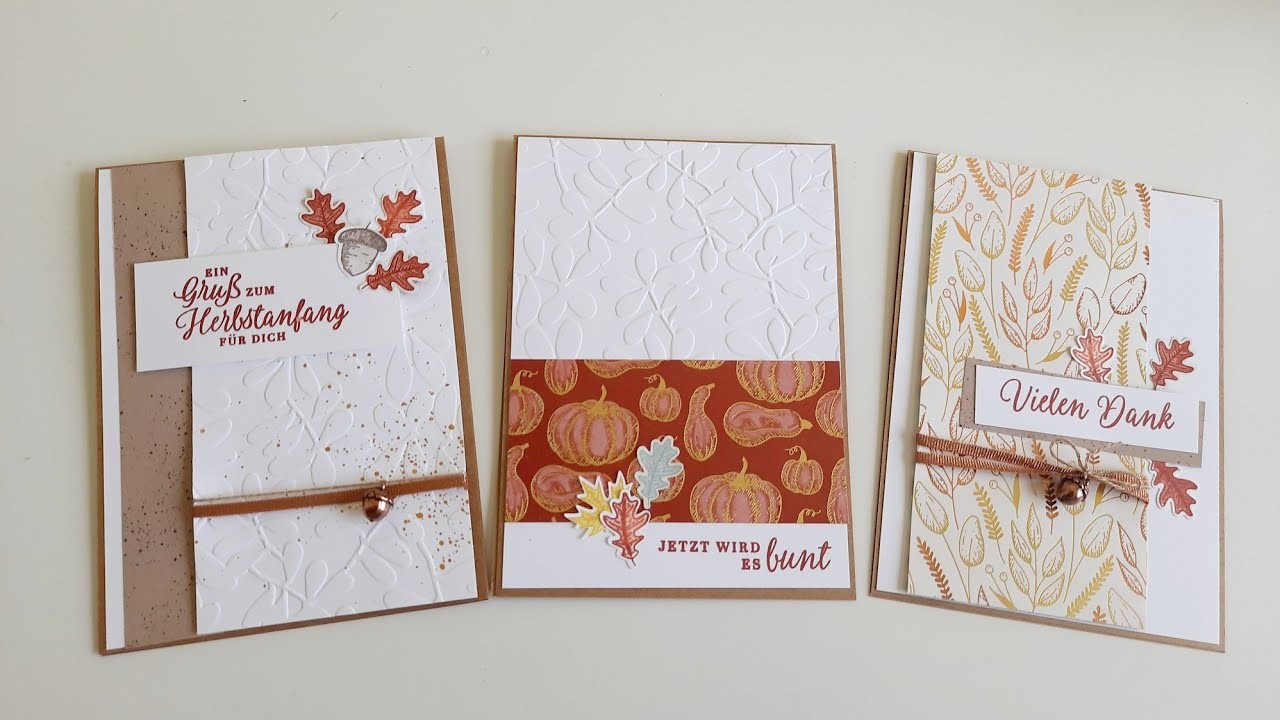 3 Karten aus einem Set, Herbstkarten mit Stampin up Material, einfache Karten basteln, DIY