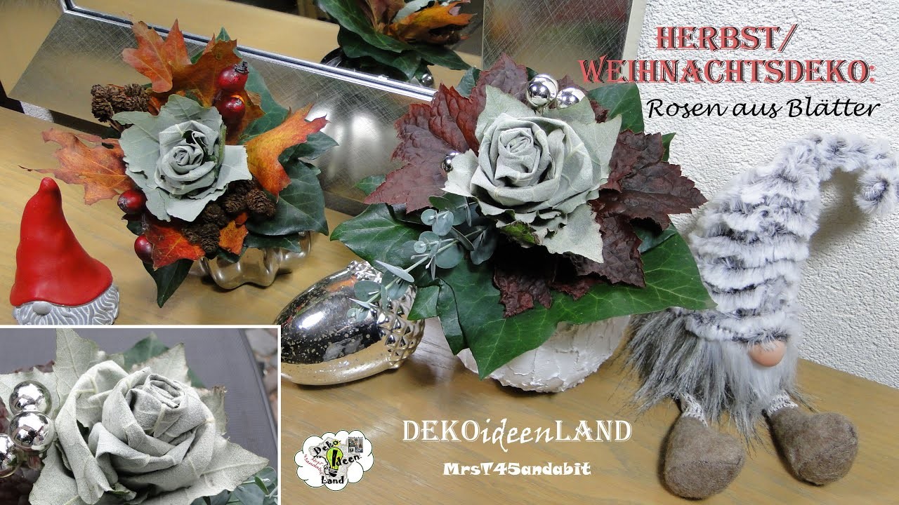 DIY Adventsdeko | How to: roses from Autumn leaves. Rosen aus Blätter | bloemschik  DekoideenLand