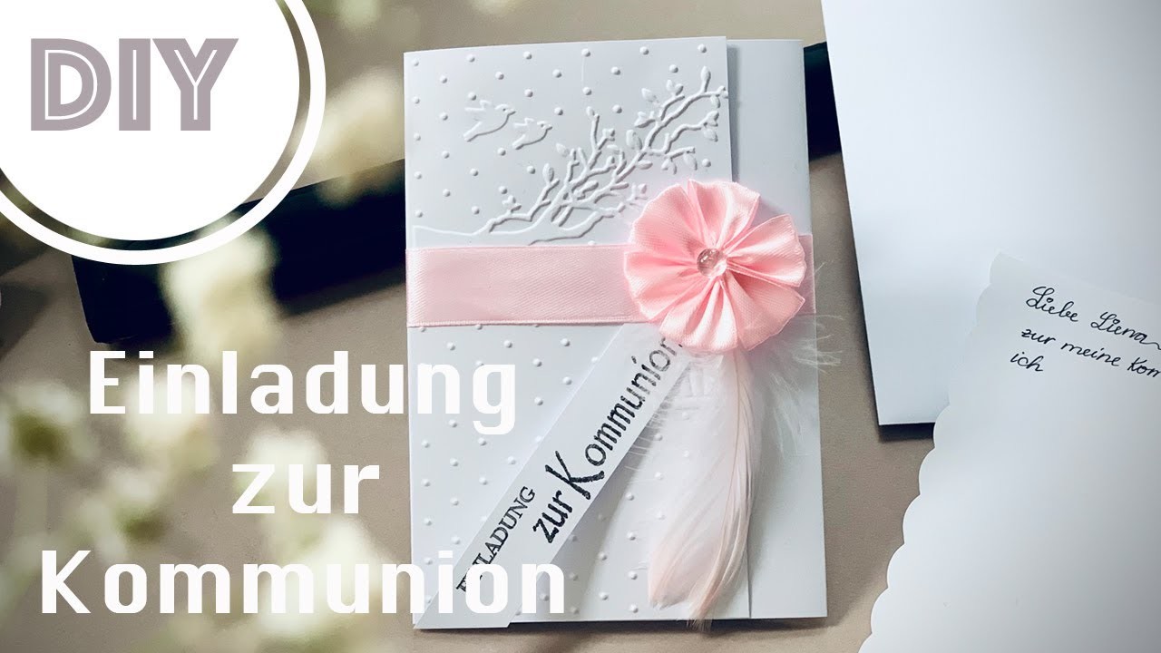 DIY Tutorial Einladungskarte zur Kommunion Einladung als Pocketkarte basteln. Handmade Invitation