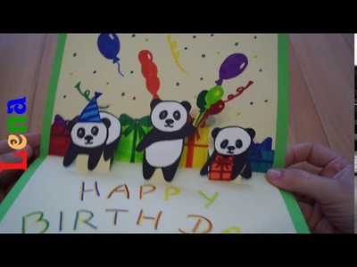 Geburtstagskarte selber machen mit Lena - DIY Panda Birthday card - 3D Birthday Card