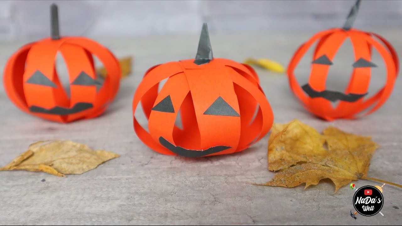 Halloween Deko aus Papier basteln. Kürbis Origami. Halloween DIY Deko