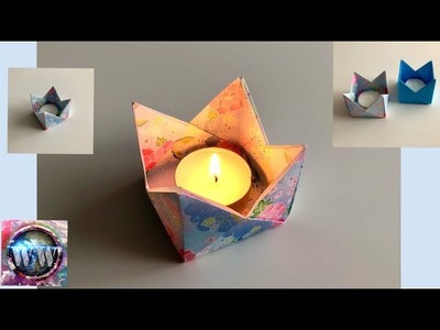 Herbstdekoration aus Papier basteln ???? Origami Teelichthalter basteln ????