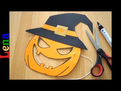 Maske von Kürbis basteln mit Lena ???? How to make pumpkin mask ???? как сделать маску тыквы из бумаги