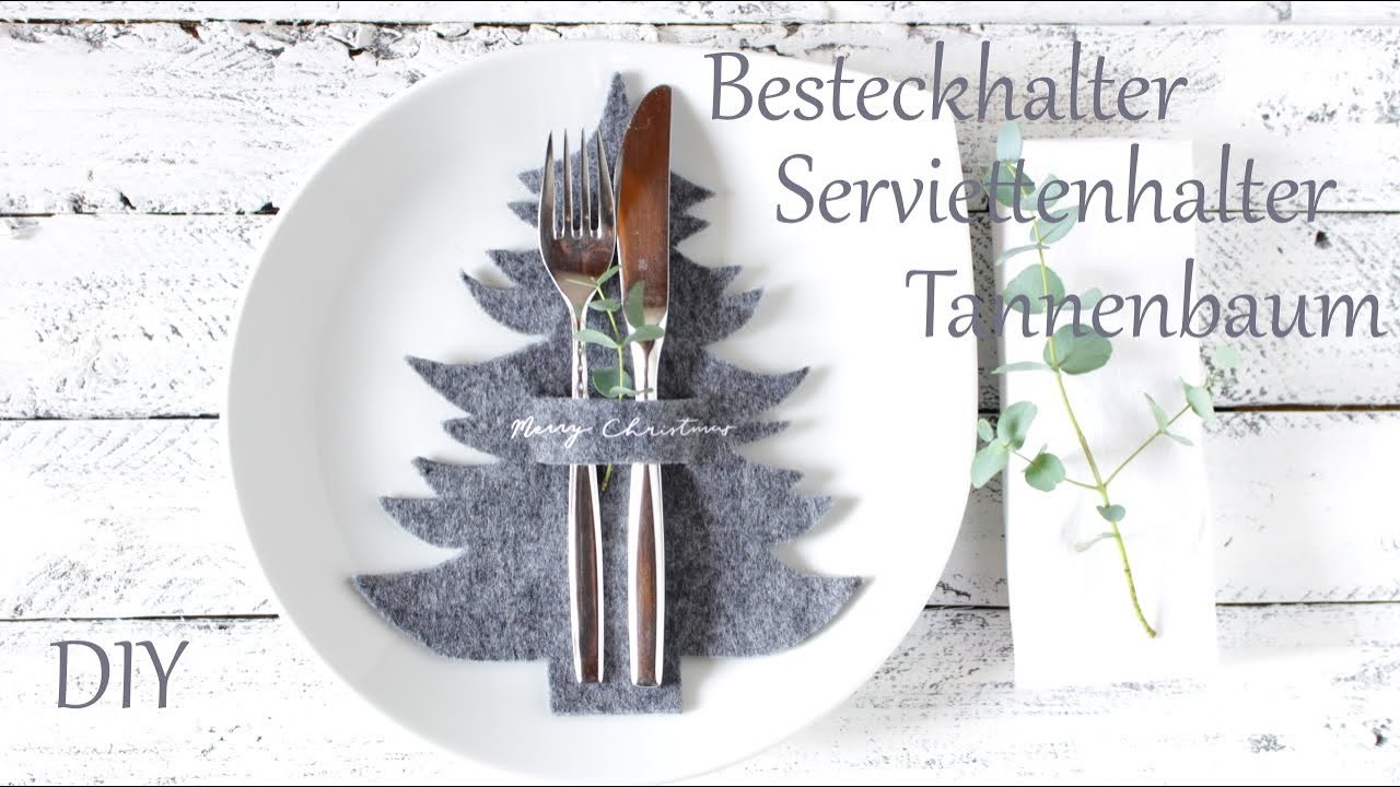 DIY | Besteck- und Serviettenhalter "Tannenbaum" mit Vorlage| Tischdeko | Weihnachtsdeko | Just Deko