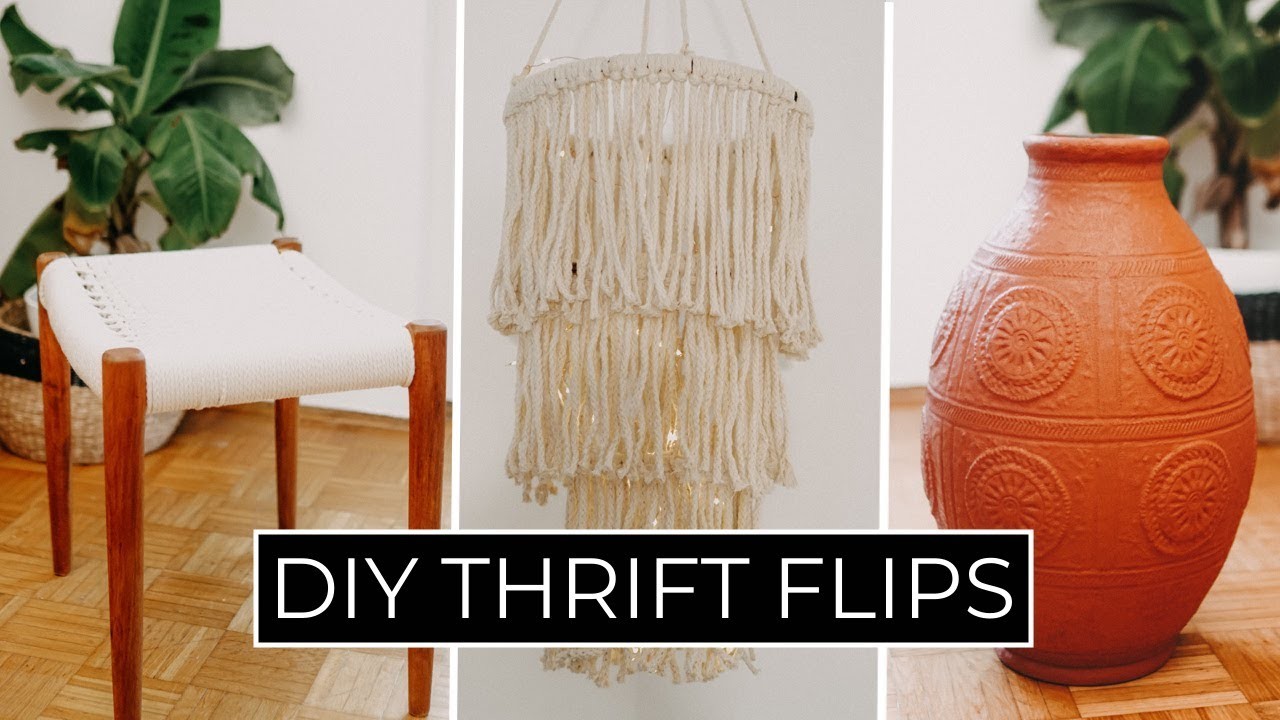 DIY THRIFT FLIP Deko Ideen unter 20 €|Einfache DIY’S vom Secondhand - Lampe, Hocker, Vase upcycling