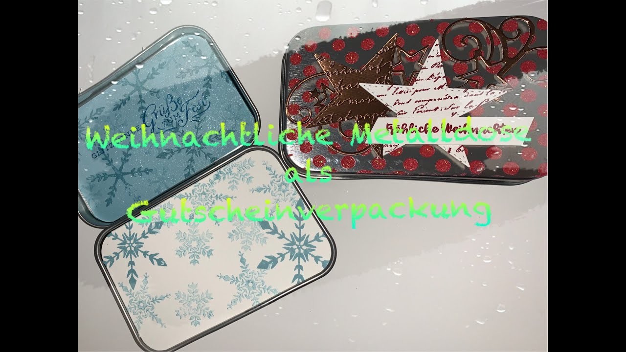 Weihnachtliche Metalldosen als Gutscheinverpackung