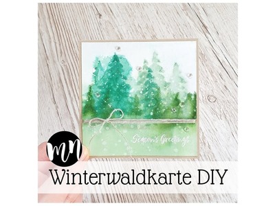 Winterwaldkarte in Aquarelloptik