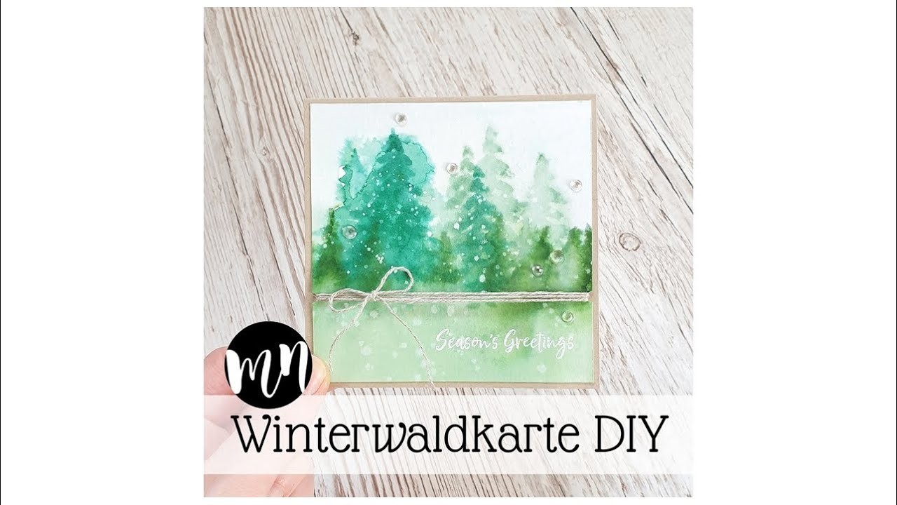 Winterwaldkarte in Aquarelloptik