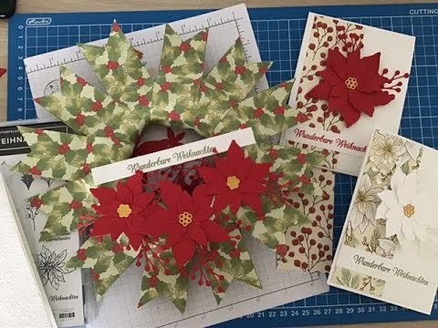 Workshop mit dem Set BLÜHENDE WEIHNACHTEN von Stampin Up.Lichterkette, Karte und TÜRKRANZ