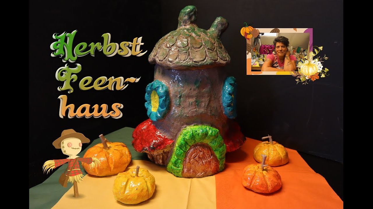 DIY, aus Knetbeton Feenhaus selber machen, Herbstdeko, Fairyhouse, Bastelanleitung