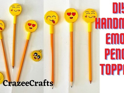 DIY Handmade Emoji Pencil topper| Emoji Crafts | Paper crafts| Kids paper crafts| CrazeeCrafts