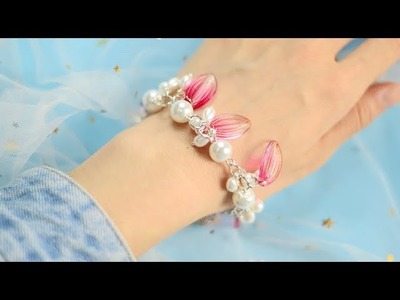 【DIY Tutorial】Perlenarmband mit Blättern. How to make a pearl bracelet with leaf beads