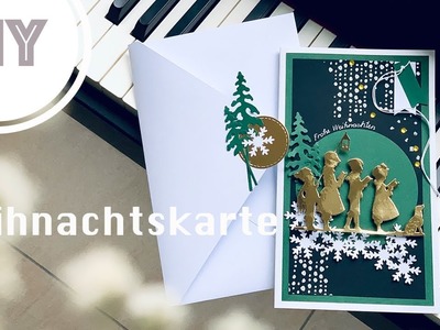 DIY Tutorial Weihnachtskarte mit Umschlag selber basteln Weihnachtssingen. Christmas card