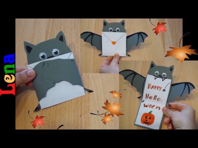 Zeichnen Fledermaus Karte basteln mit Lena ???? Halloween greeting card diy ???? Paper Bat DIY