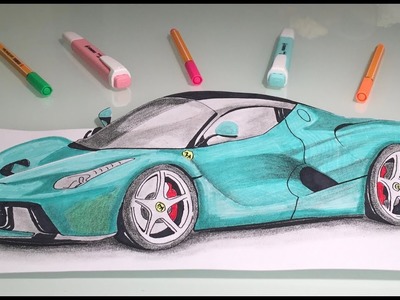3D Car Drawing Ferrari Illusions - 3D Zeichen Ferrari realistisch