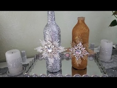DIY, aus Flaschen Glitzervasen für Weihnachten einfach selbermachen .