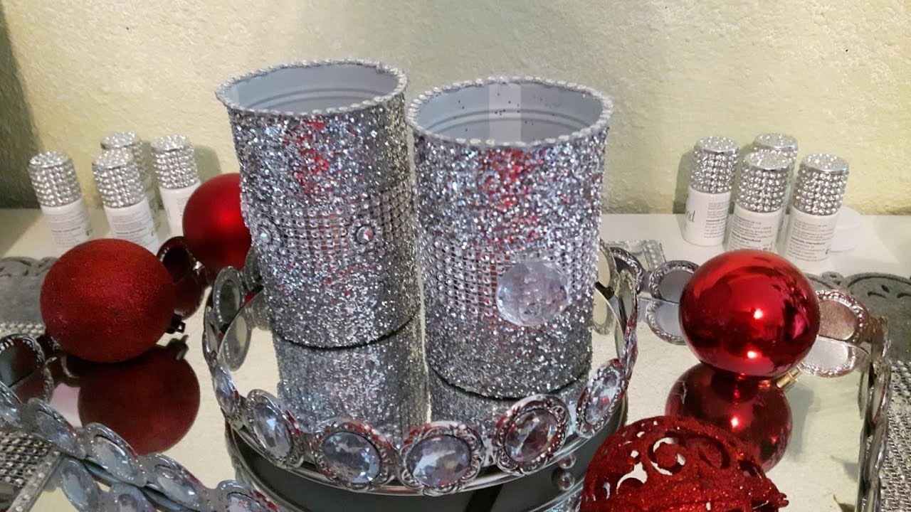 DIY, aus zwei Konservendosen zwei nützliche Glitzerbehälter machen.