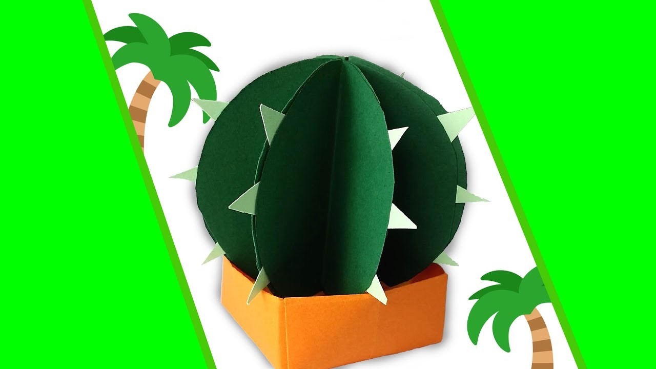 ????KAKTUS aus Papier basteln | Kaktus MIT BLUMENTOPF aus Papier basteln | Basteln mit Kindern