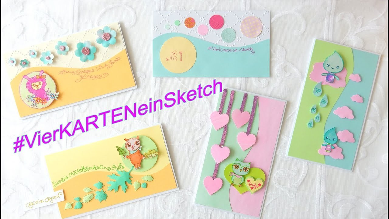 #VierKARTENeinSketch Karte basteln KartenSketch PaperArt #ChristineCreativ