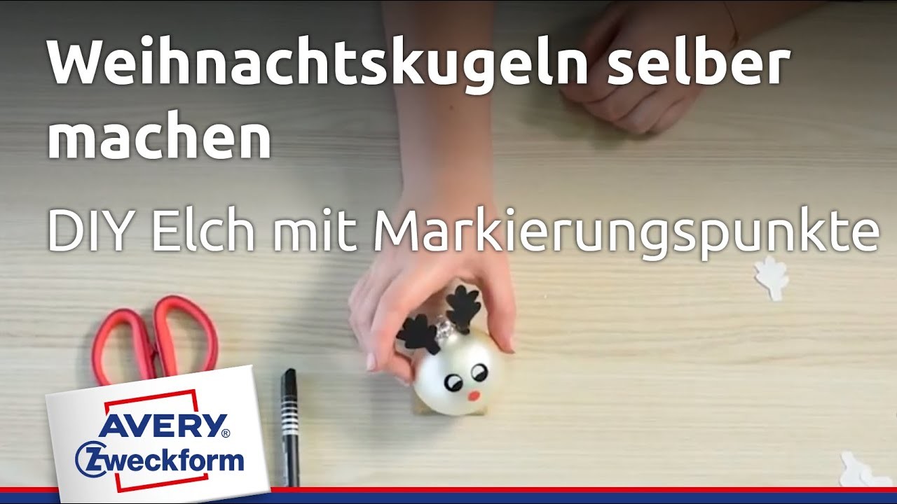 Weihnachtskugeln selber machen - DIY Elch mit Markierungspunkte