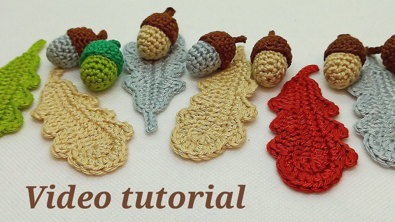 Eichel und Eichelblatt häkeln - how to crochet acorn - tutorial