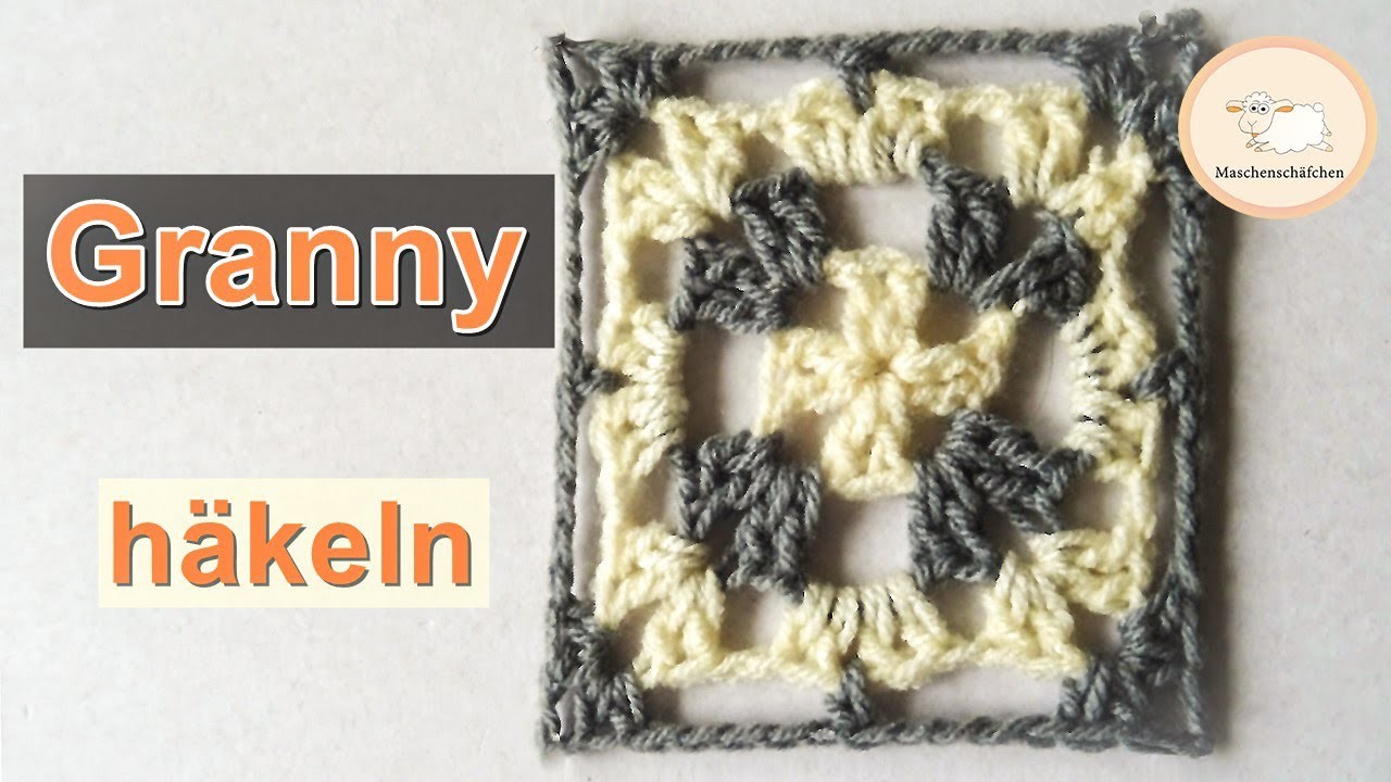 Granny häkeln in Creme und Grau. Granny Square häkeln. Maschenschäfchen