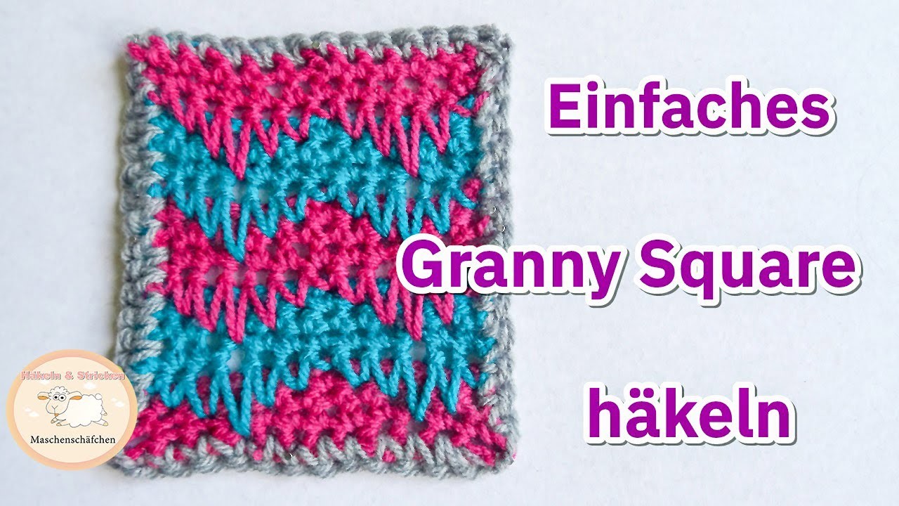 Granny häkeln Wimpern. Granny Square häkeln. Grannydecke häkeln. Maschenschäfchen häkeln