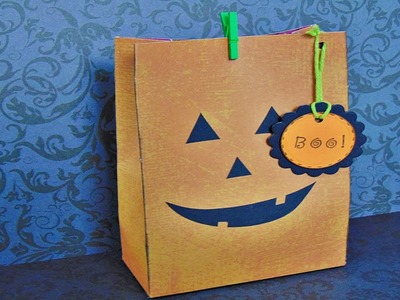 Basteln: Halloween Kürbis Tüte selber machen. Basteln mit Papier