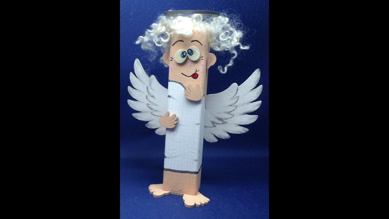 Engel aus Holz basteln in der Form eines Pfahlpflocken oder Kantholzes
