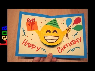 Geburtstagskarte basteln mit Lena ???????????? 3D Emoji Birthday card DIY Gift card ???? Эмоджи открытка