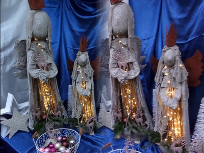 Große Shabby Chic DEKO ENGEL mit LICHT, für Haus & Garten Teil 2