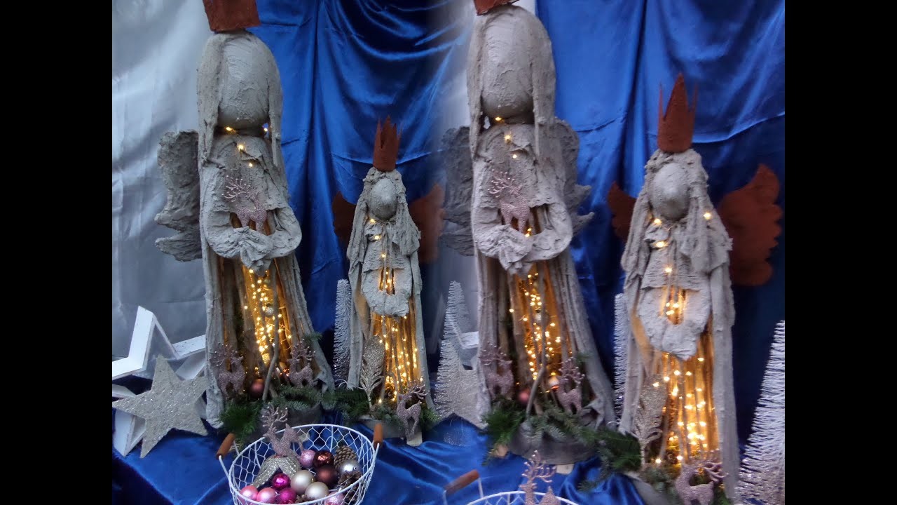 Große Shabby Chic DEKO ENGEL mit LICHT, für Haus & Garten Teil 2