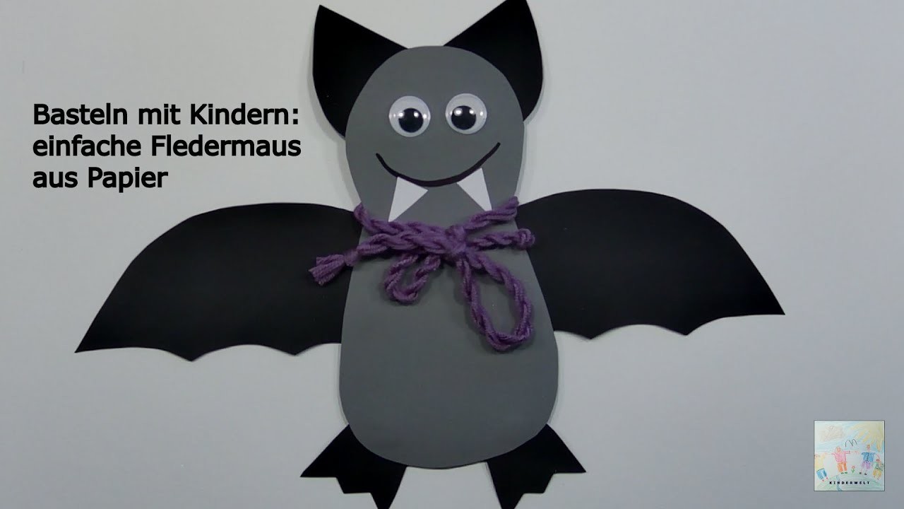 Halloween Dekoration | Basteln mit Kindern: freundliche Fledermaus aus Papier