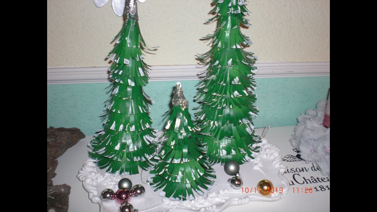 Upcycling  - Schnee Tannen aus Klopapierrollen  Klorollen   Weihnachtsbaum Winter