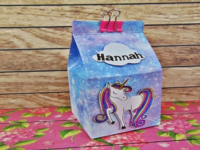 Basteln: Milchverpackung mit Einhorn basteln. Basteln mit Papier. Geschenk Verpackung