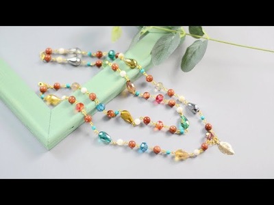 【DIY Tutorial】Doppel Halskette aus verschiedenfarbigen Perlen. Colorful bead necklace