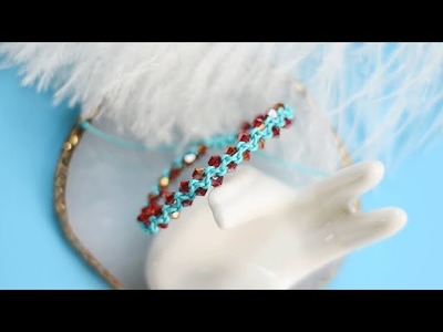 【DIY Tutorial】Geflochtenes Armband aus roten facettierten Glasperlen. Faceted beads braided bracelet