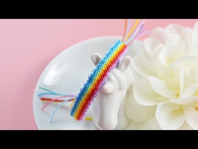 【DIY Tutorial】Gewebtes Regenbogen Armband. How to knit a beautiful bracelet with colored cords