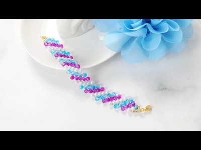 【 Pandahall DIY Tutorial】Dreifarbiges Perlenarmband. Three-color bead wide bracelet