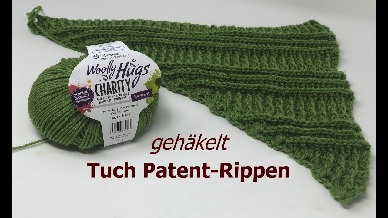 Tuch Patent-Rippen - einfach gehäkelt - Woolly Hugs