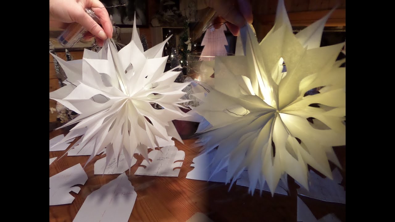 15 tolle NEUE STERNE aus Frühstückstüten . 3 Lagen Strahlen STERNE, beleuchtet &viele VORLAGEN :))