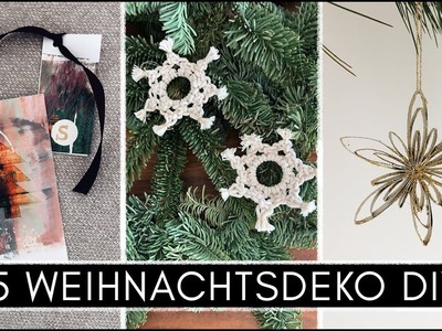 5 DIY Weihnachtsdeko Ideen - Christbaumschmuck,Makramee Sterne,Geschenkanhänger, Weihnachtskarten