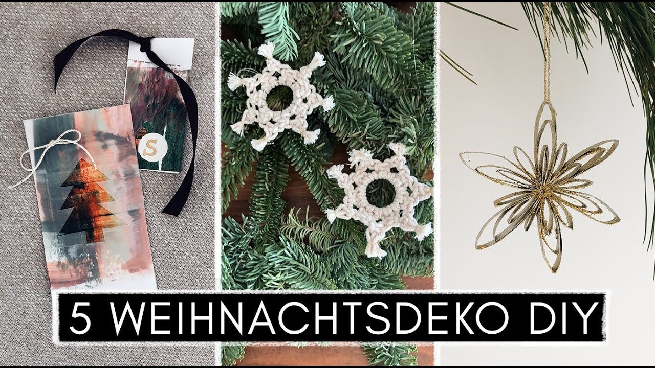 5 DIY Weihnachtsdeko Ideen - Christbaumschmuck,Makramee Sterne,Geschenkanhänger, Weihnachtskarten