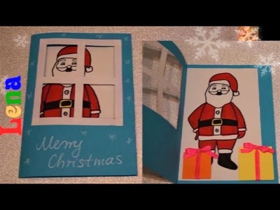 Creative with Lena - Weihnachtskarte mit Weihnachtsmann basteln - DIY Christmas card with Santa DIY
