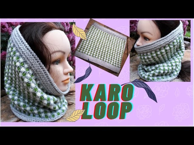 Karo Loop gestrickt mit 3 Farben