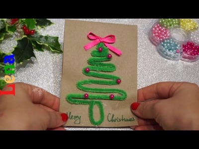 Kreativ with Lena - DIY Tannenbaum Weihnachtskarte basteln - Christmas Tree Card DIY