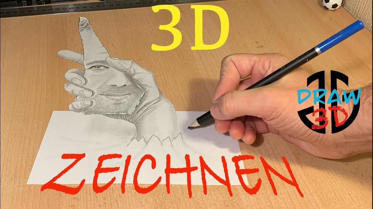 3D zeichnen lernen für Anfänger Illusion Zeichnen Hand in 3D