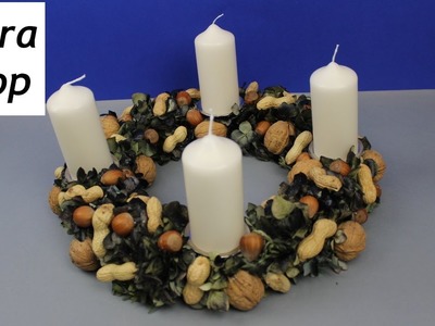 Adventskranz aus Hortensien mit Nüsse, Weihnachtsdeko Ideen zum Selbermachen ❁ Flora-Shop
