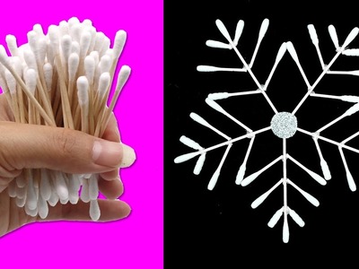 Bastelideen: Schneeflocken aus Wattestäbchen für Weihnachten | Weihnachtsdeko selber machen