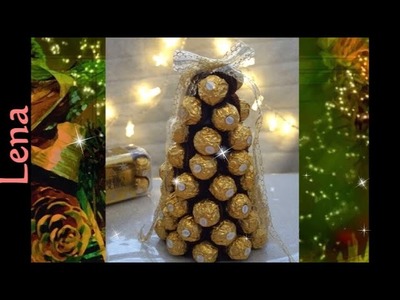 ????????????????????????v???? ???????????????????? v???????? ???????????????? ???? Tischdeko mit Weihnachtsbaum basteln ???? DIY Ferrero Rocher Christmas Tree